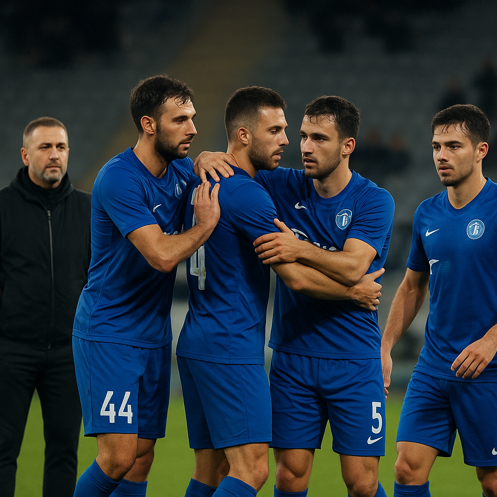 Səbail players celebrate their 2–0 victory over Şamaxı, ending a difficult run and showing